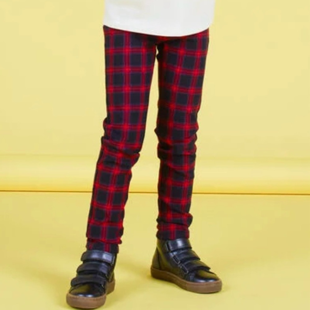 French brand Girls Navy & Red Tartan Milano Pants Size 12 NWT